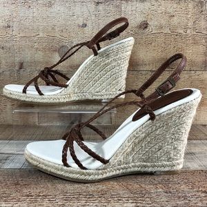 Banana Republic • Brown Leather Espadrille Wedges